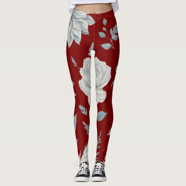 Red Blommigt Leggings (Framsida)
