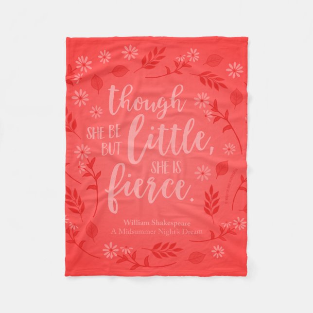 Red Blommigt Little but Fierce William Shakespeare Fleecefilt (Framsidan)