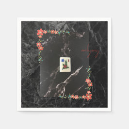 Red blommigt mahjong papper plate pappersservett