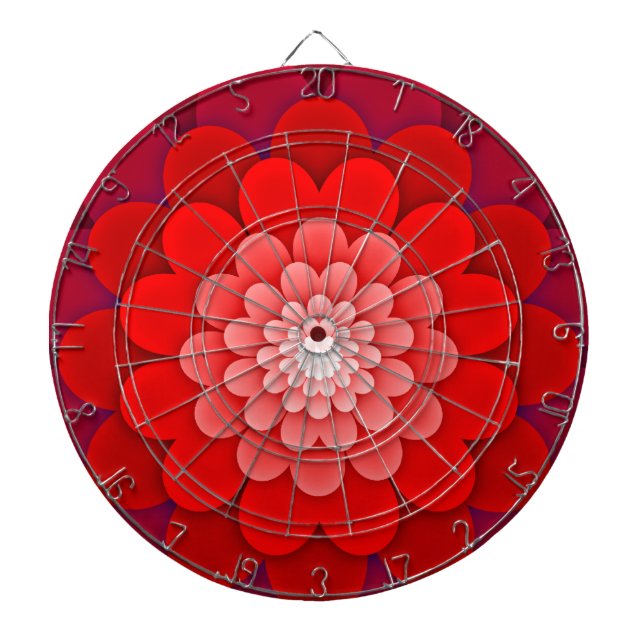 Red Blommigt Mandala-58566 Darttavla (Framsidan)