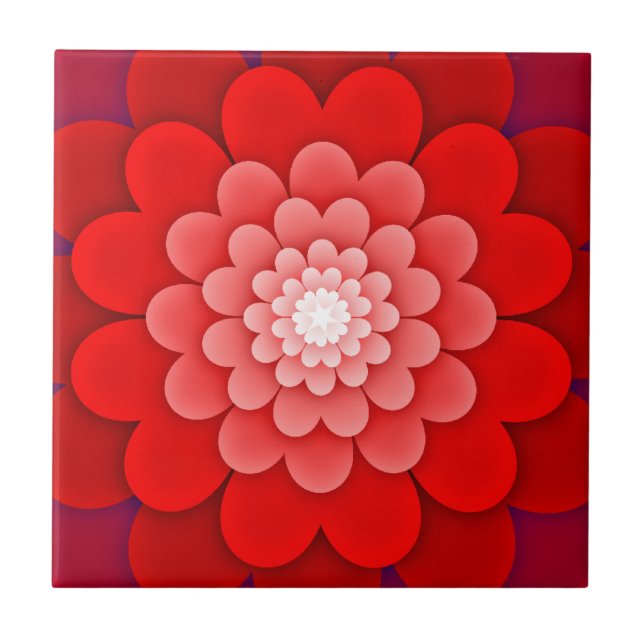 Red Blommigt Mandala-58566 Kakelplatta (Framsidan)