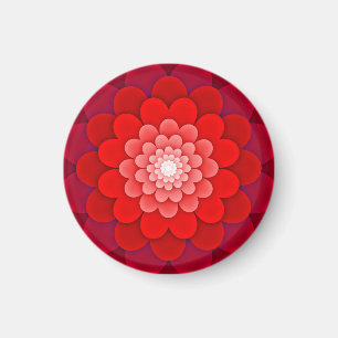 Red Blommigt Mandala-58566 Magnet