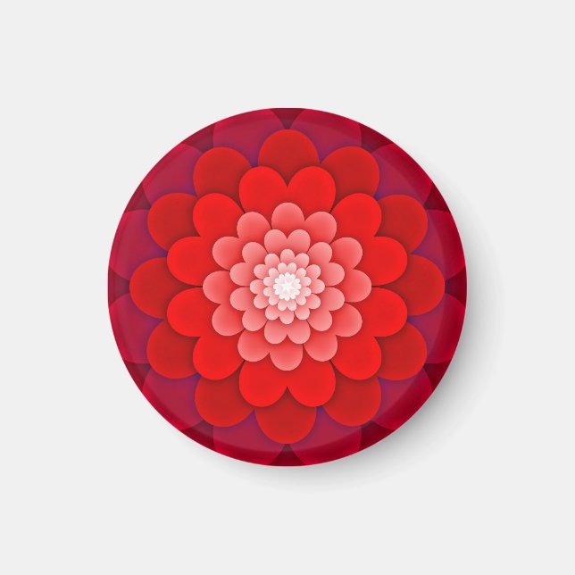 Red Blommigt Mandala-58566 Magnet (Framsidan)