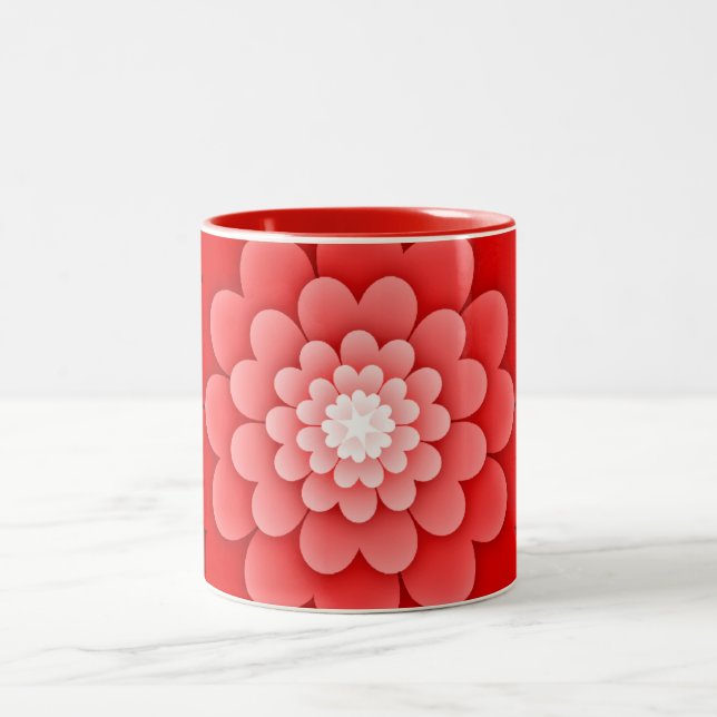 Red Blommigt Mandala-58566 Två-Tonad Mugg (Center)
