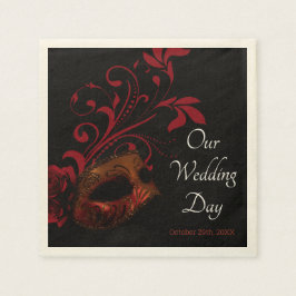 Red Blommigt Mask Bröllop Pappersservett