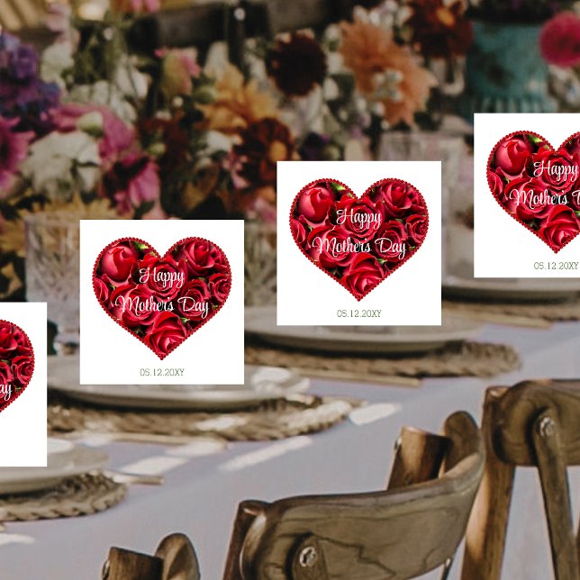 Red Blommigt Modern Elegant Mors dag Party Pappersservett (Skapare uppladdad)