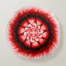 Red blommigt modern mönster rund kudde
