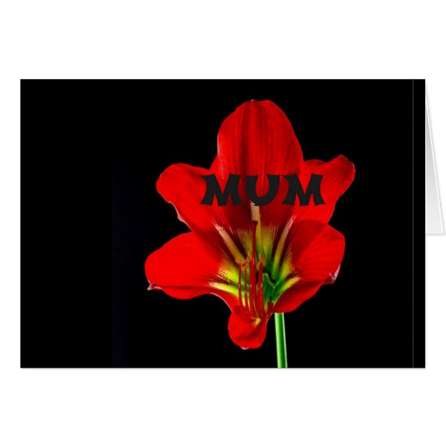 Red Blommigt Morsa Hälsningskort (Framsidan Horizontal)