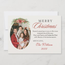 RED BLOMMIGT PERSONLIG PHOTO CHRISTMAS HÄLSNING JULKORT