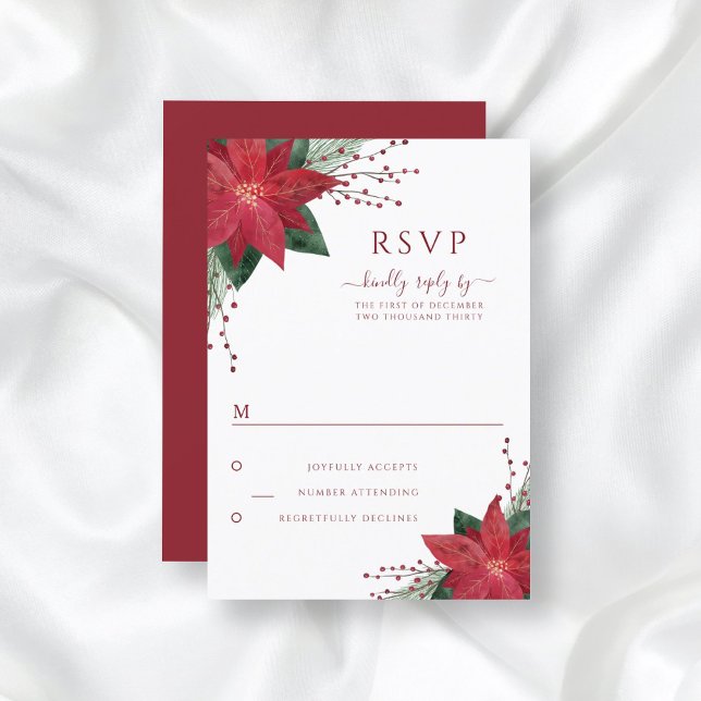 Red Blommigt Poinsettia-Bröllopet OSA Kort (Skapare uppladdad)