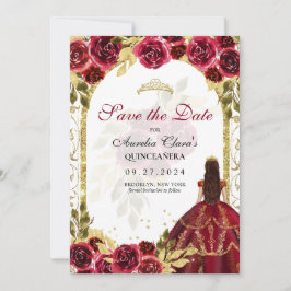 Red Blommigt Princess Guld Arch Quinceanera Meddelande