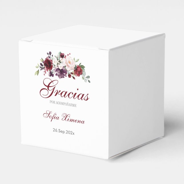 Red Blommigt Quinceañera Presentaskar (Framsidan Sidan)