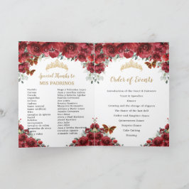 Red Blommigt Quinceanera Princess Padrinos Events Program