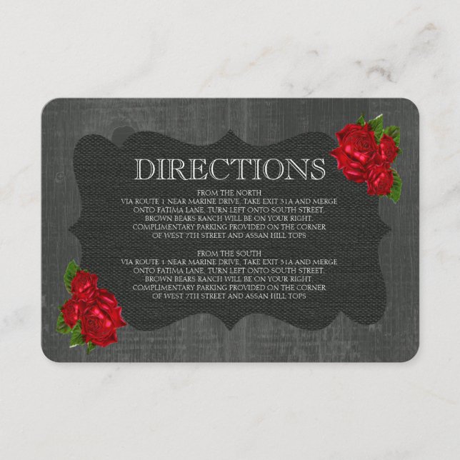 Red Blommigt Ro Wood Gothic Bröllop-hölje Tilläggskort (Framsida)