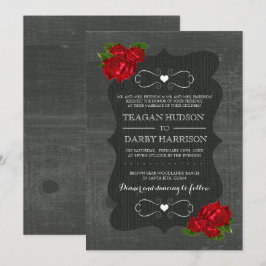 Red Blommigt Ro Wood Gothic Bröllopsinbjudans Inbjudningar