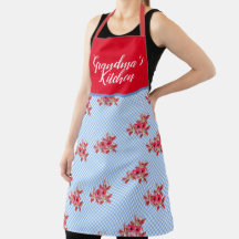 Red Blommigt Shabby chic Blue Grandmas Kitchen