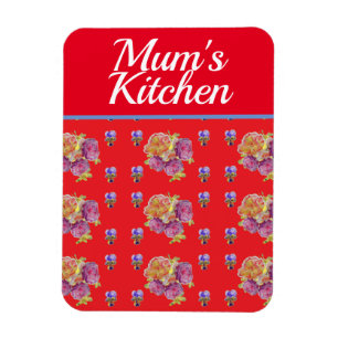 Red Blommigt Shabby chic Rosor Ro Morsa Kitchen Magnet
