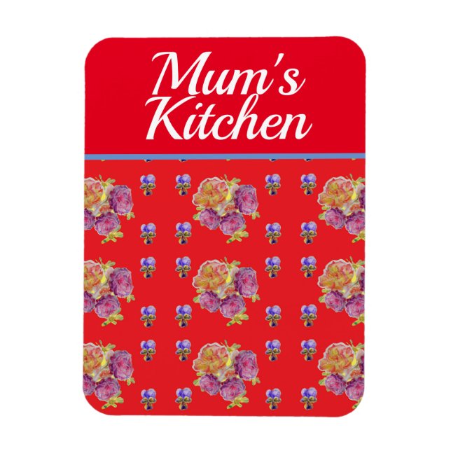 Red Blommigt Shabby chic Rosor Ro Morsa Kitchen Magnet (Vertikal)