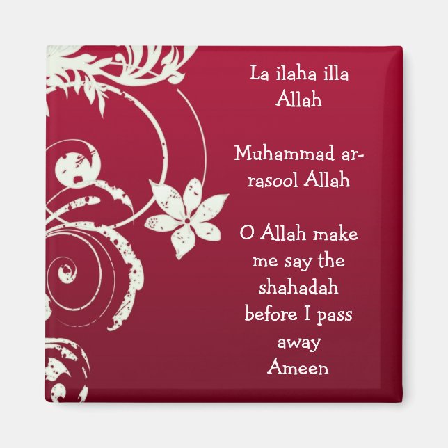 Red Blommigt Shahadah Fridge Magnet (Framsidan)