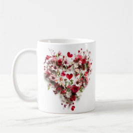 Red Blommigt Valentine's day eart Kaffemugg