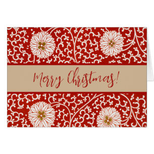 Red Blommigt Vibrant Ornate Classic Mönster Hälsningskort