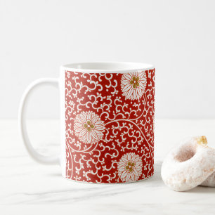 Red Blommigt Vibrant Ornate Classic Mönster Kaffemugg