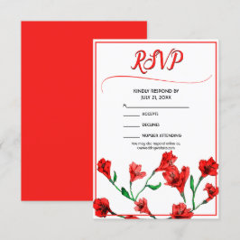 Red Blommigt Watercolor Bröllop OSA Kort