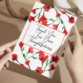 Red Blommigt Watercolor Bröllop Tack Kort