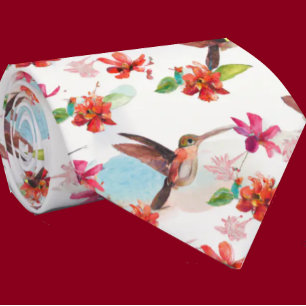 Red Blommigt Watercolor Hummingbird Flowers Neck T Slips