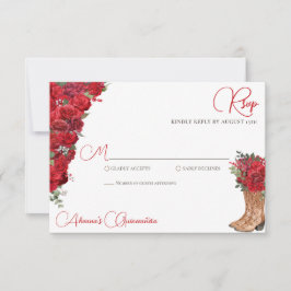 Red Blommigt Western Charro Quinceañera OSA Kort
