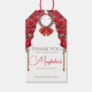 Red Blommigt Western Charro Quinceañera Tack Presentetikett