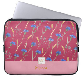 Red Blommigt Wildblommonogram Laptop Fodral