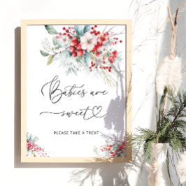 Red Blommigt Winter Spädbarn är Sweet Poster