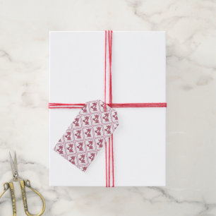 Red Blommönster Gift-Märkre Presentetikett