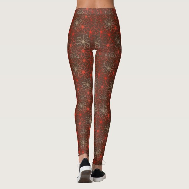 Red Blommönster Leggings (Baksida)