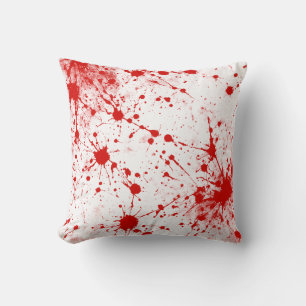Red Blood Bläck Splatter Spots Stains Kudde