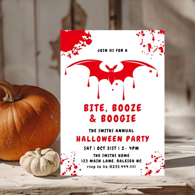 Red Blood Dripping Fladdermus Vampire Halloween fe Inbjudningar (Skapare uppladdad)