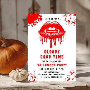 Red Blood Dripping Vampire Läppar Halloween fest Inbjudningar