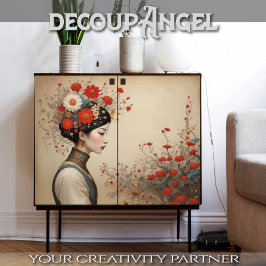 Red Bloom Serenity - Decoupage -