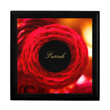 Red Blooming Flower Wooden Jewelry Keepsakbox