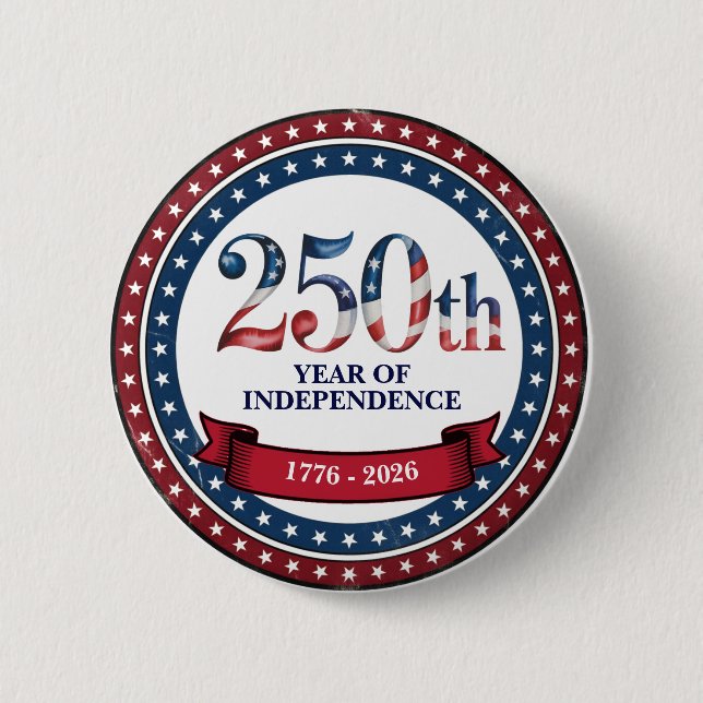Red & Blue 250th Years of USA Independence Button Knapp (Framsida)