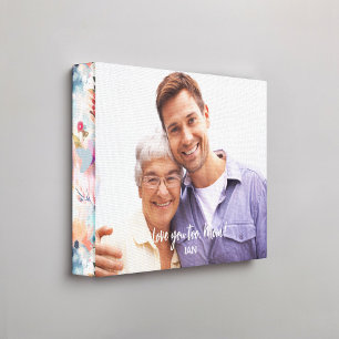 Red Blue Abstrakt Blommönster Kant Photo Canvastryck