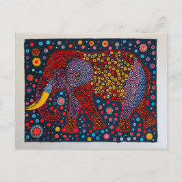 Red Blue Abstrakt Elephant med blomkrukor Helg Vykort