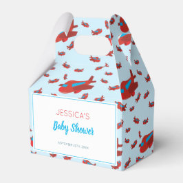 Red Blue Airplane Mönster Boy Baby Shower Presentaskar