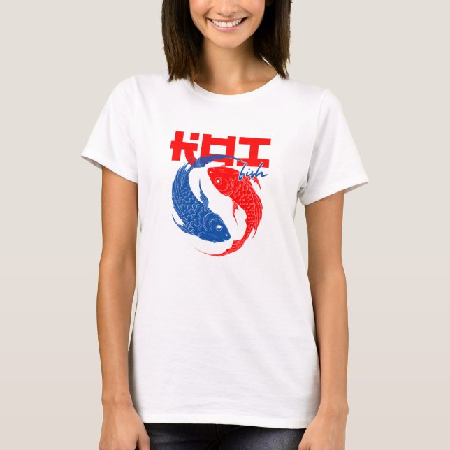 Red Blue and White Koi T Shirt (Framsida)