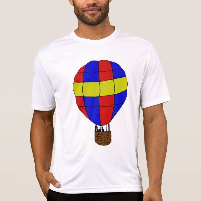 Red Blue and Yellow Hot Air Balloon T Shirt (Framsida)