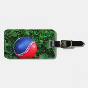 Red & Blue Baseball med vit slitning Bagagebricka