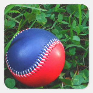 Red & Blue Baseball med vit slitning Fyrkantigt Klistermärke