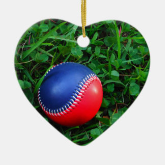 Red & Blue Baseball med vit slitning Julgransprydnad Keramik