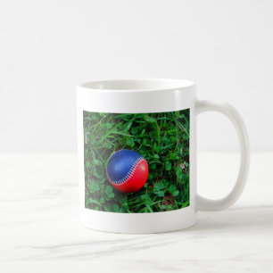 Red & Blue Baseball med vit slitning Kaffemugg